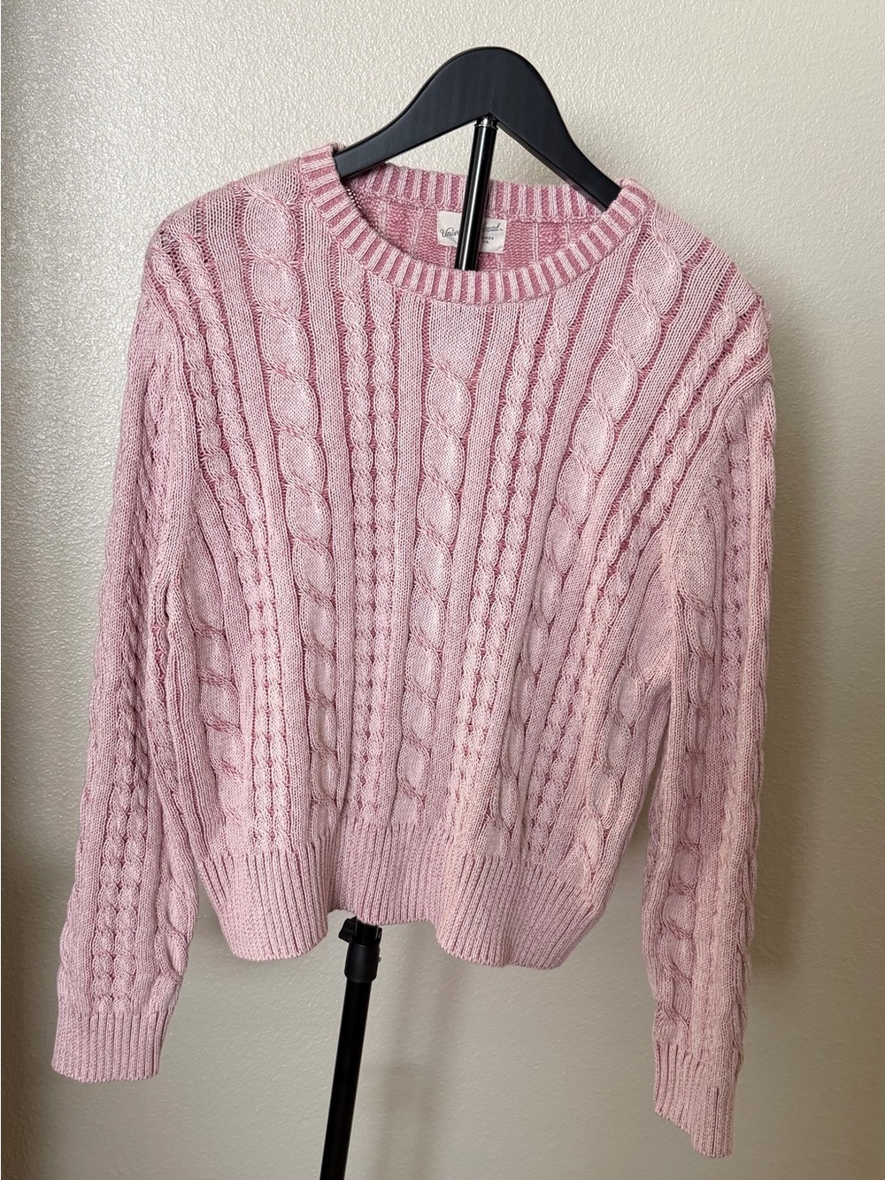 Universal Thread Pink Cable Knit Crewneck Sweater